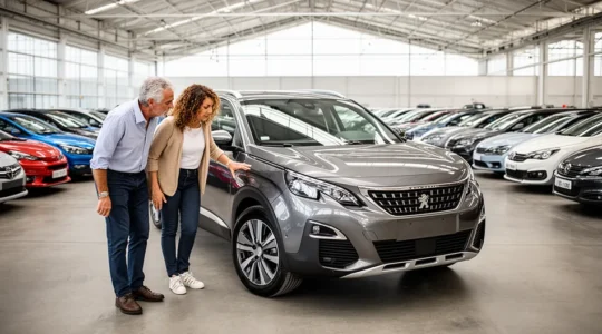 Visiteurs examinant véhicules vente enchères automobiles