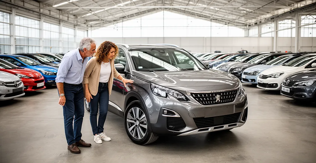 Visiteurs examinant véhicules vente enchères automobiles